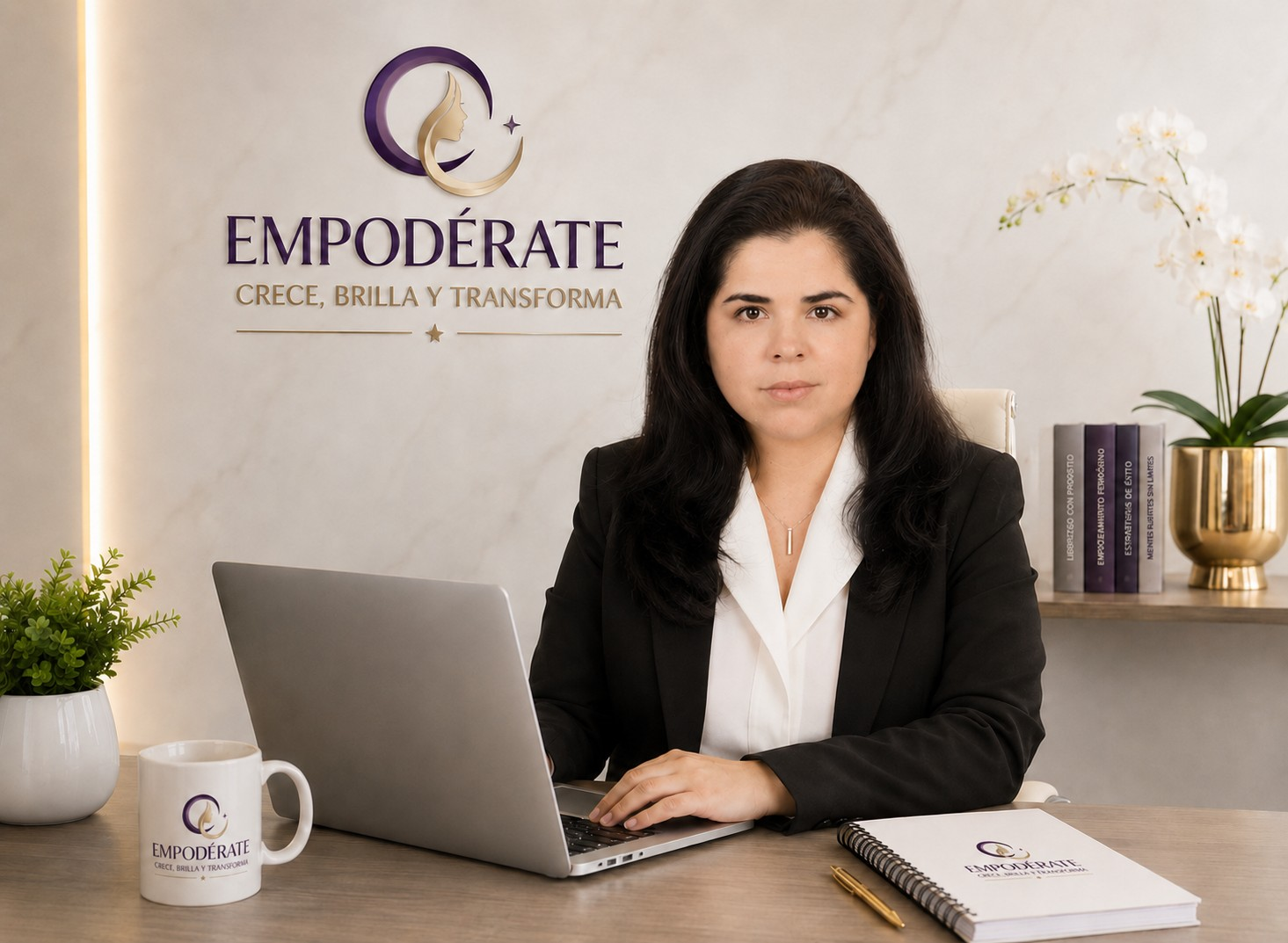 Nubia Estela en su escritorio